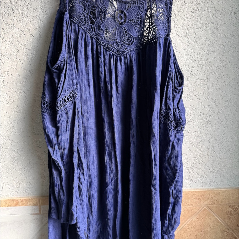 Xhilaration Dark Blue Lace Detail Dress
